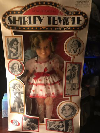 Ideal Vtg 1972 Shirley Temple Doll 16 " Vinyl Stand Up Cheer Polka Dot Dress Nrfb
