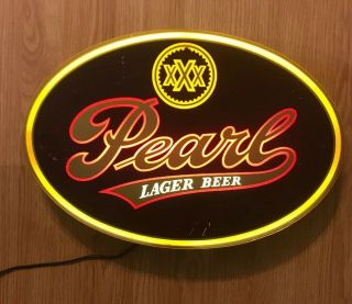 Vintage Nos Pearl Lager Beer Xxx Lighted Advertising Sign 18” X 13”