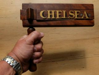 Vintage Treen Football Rattle J.  Salter & Son Maker 1920s - Chelsea Football