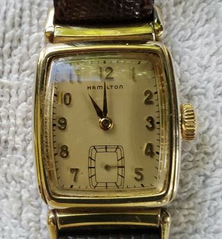 Vintage American Hamilton Brandon 10k Gold Filled Hamilton Mens Wrist Watch.