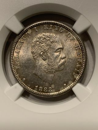1883 Hawaii Kalakaua Silver Quarter Ngc Ms 63 Silver Coin Rare Ms,