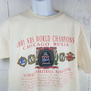 Vintage 1991 Finals Nba World Champions Chicago Bulls T Shirt Nutmeg Promo Xl