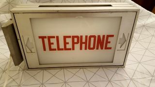 Antique Vintage Lighted Telephone Sign 1970s