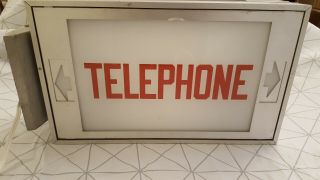 Antique Vintage Lighted Telephone Sign 1970s 3
