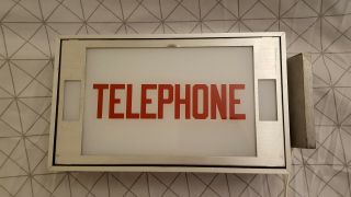 Antique Vintage Lighted Telephone Sign 1970s 5