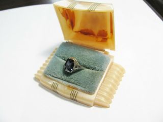 Vintage Filigree Cut,  10k White Gold Ladies Lavender Stone Ring W/original Box
