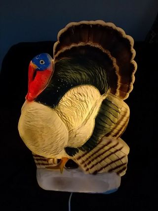 Vintage Thanksgiving Lighted Blow Mold Turkey By Don Featherstone 25 " W/cord