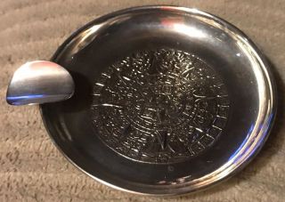 Vintage Mexican Sterling Silver Ashtray 925 Plat Mex Cigarette Mayan Coin Tray