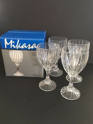 Mikasa Park Lane Set Of 4 Full Lead Crystal Wine Goblet Glass Germany Vintage