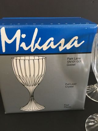 Mikasa Park Lane Set Of 4 Full Lead Crystal Wine Goblet Glass Germany Vintage 2