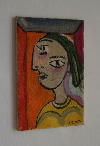 Cubist Oil On Canvas Painitng W,  Signed Pablo Picasso,  Rare Uniqe Artwork
