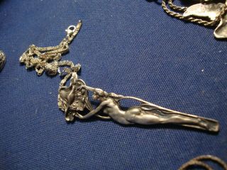Ultra Rare Art Nouveau Fairy Sterling Silver Big Chunky Necklace