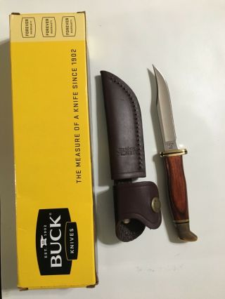 Vintage Buck Knife With Brown Leather Sheath