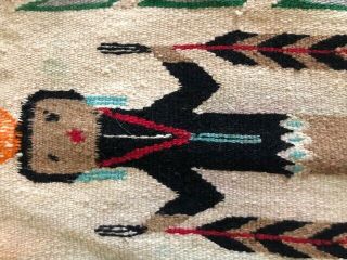 VINTAGE Antique INDIAN Native NAVAJO Figural YEI RUG Blanket WOVEN Textile 34x20 3