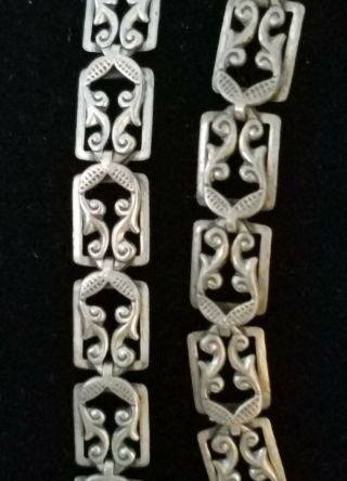 Vtg Danecraft Sterling Silver Scroll Design Necklace Choker Matching Bracelet