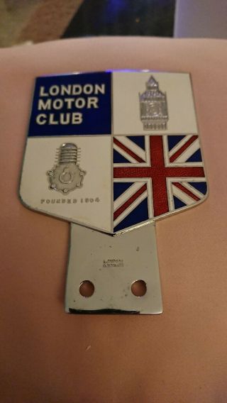 Vintage London Motor Club Car / Automotive Badge,  L.  Simpson London Ltd,  Rare