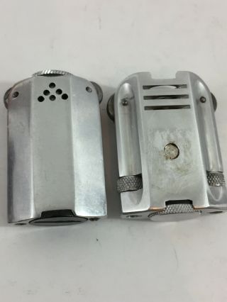 2 Vintage Unmarked Aluminum Pocket Lighters - With Double Wicks