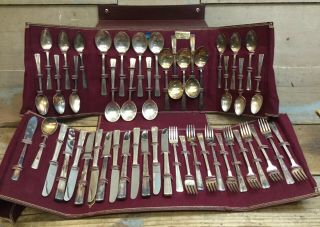 Wmrogers 1938 Revelation Tapestry Is Silverplate Flatware 50 Pc.  Set R Monogram