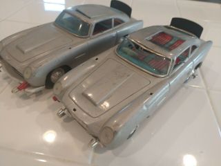 Set Of 2 Vintage Tinplate 007 Aston Martin Db5 Gilbert Japan Rare