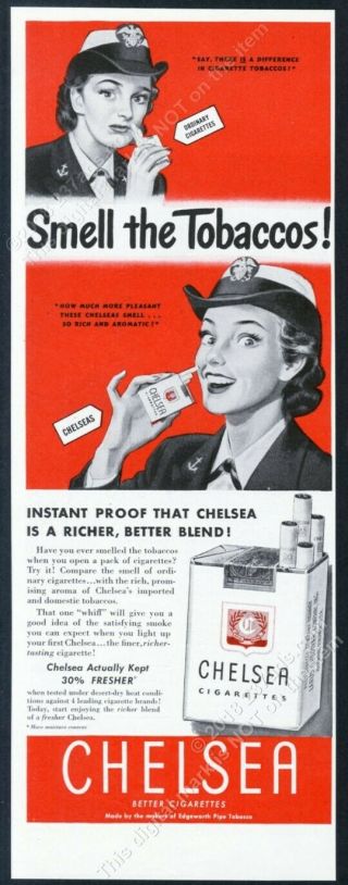 1943 Us Navy Waves Wave Woman Art Chelsea Cigarettes Vintage Print Ad