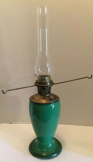 Vintage Aladdin Vase Kerosene Oil Lamp Green Model 12 Burner 26” Tall W/ Chimney