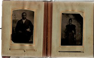 Orig Antq Photo Album - African American - Cdv/tintypes Civil War Era/1870s - 80s Rare