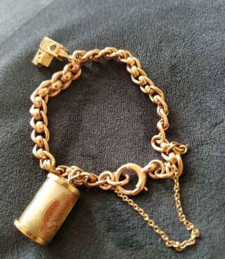 Vintage Chunky Hallmarked Rose Gold Charm Bracelet