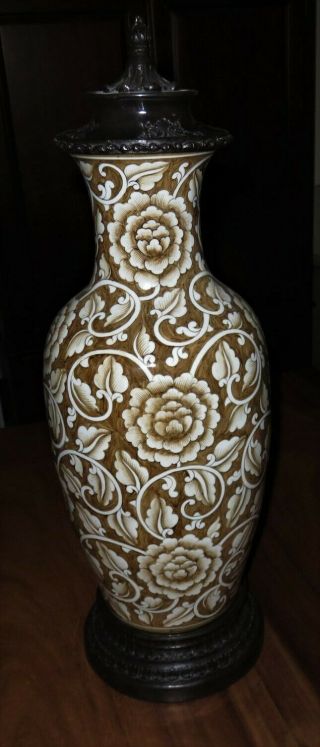 Estate Piece:last Of 2 Vntg Maitland Smith Handpainted Prcelain & Brnze Vase Urn