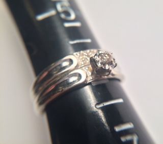 10k wedding ring set White Gold With Diamonds “Love Story” Engraving Vintage? 6