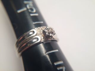 10k wedding ring set White Gold With Diamonds “Love Story” Engraving Vintage? 7