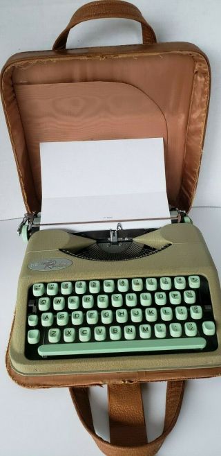 Vintage Hermes Rocket Typewriter W Case 1959 Serial 5739404 Seafoam Switzerland