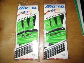Vintage Mizuno Techfire Adult Batting Gloves (2) Lh Xl Rickey Henderson 1990 