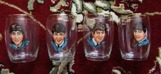 Beatles Rare 1964 Uk Set Of All Four Squash Glasses In Great Shape