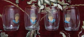 Beatles RARE 1964 UK SET OF ALL FOUR SQUASH GLASSES IN GREAT SHAPE 2