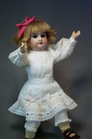 Antique 12 " German Cabinet Bisque Doll W Hh Wig Dress From Ohio Doll Museum