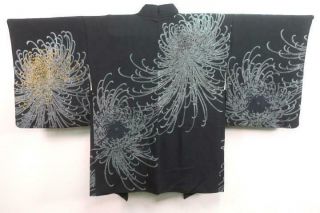 06a15598 Silk Vintage Japanese Kimono Haori Jacket Chrysanthemum