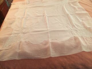 Vintage MARGHAB Tablecloth And 4 Napkins Linen Plus Organdy Gorgeous WHEAT 4