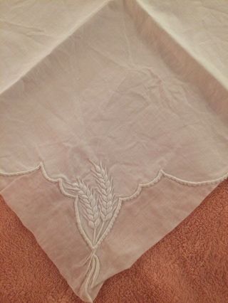 Vintage MARGHAB Tablecloth And 4 Napkins Linen Plus Organdy Gorgeous WHEAT 5
