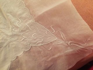 Vintage MARGHAB Tablecloth And 4 Napkins Linen Plus Organdy Gorgeous WHEAT 7