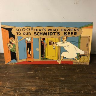 Vintage Rare Schmidt’s Beer Sign Easel Stand Up St,  Paul Man 1 W.  0 163 Schmidt
