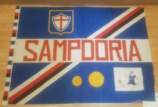 Vintage Uc Sampdoria Flag Serie A 132x100cm Italia Italy Soccer Football