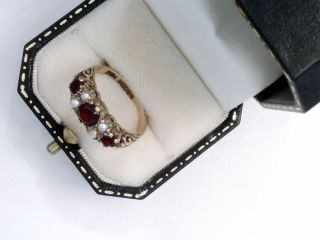 vintage 9ct gold garnet and pearl ring 3