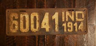 1914 Vintage Indiana License Plate: 60041 Fast S/h