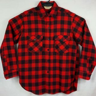 Ll Bean Mens Wool Hunting Shirt Size Xl Vintage Buffalo Red Plaid Made In Usa