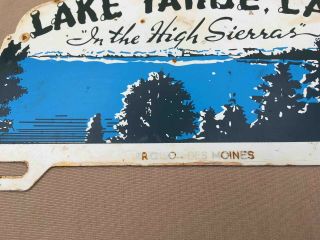 Vintage Lake Tahoe California Souvenir Advertising Metal License Plate Topper 2