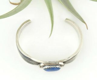 Vtg Sterling Silver Norbert Johnson Navajo Signed Lapis Channel Cuff Bracelet 4