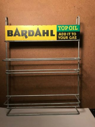 Vintage Bardahl Top Oil Advertising Display Rack And Sign - 10 " X 12 3/4 "