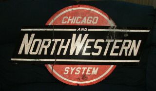 Vintage Chicago And Northwestern System 42 " X 24 " Boxcar Metal Sign