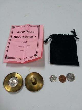 Vintage Solid Brass Metamorphosis Coin Professional Magic Trick
