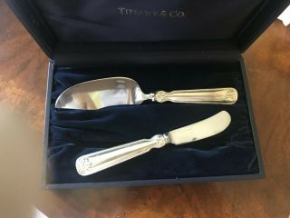 Tiffany & Co SHELL & THREAD Cheese serving set knife & server w/original box 2